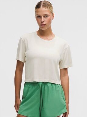 NWT Lululemon Swiftly Perforated Strip Short Sleeve Shirt Lt Ivory Size 14